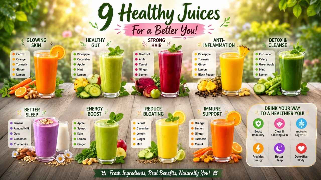 9 Healthy Juice Recipes for Better Health | Glow Skin, Energy & Immunity Naturally