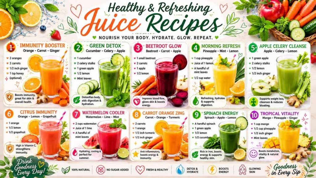 Healthy Fruit Juice Drinks | Refreshing Recipes for Everyday Wellness & Natural Energy