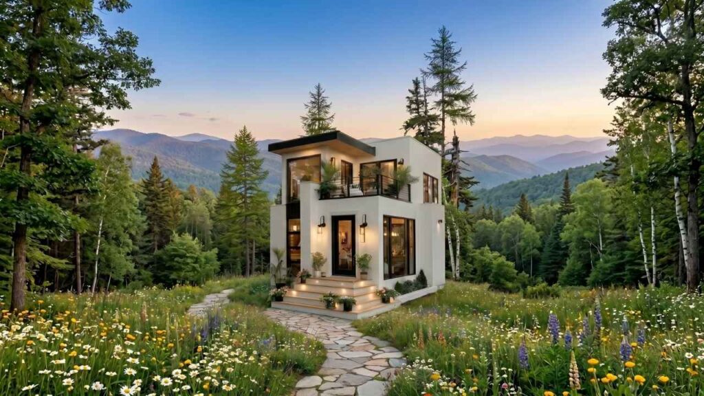 Modern Two Story White Stucco House: Elegant Contemporary Home Design Inspiration