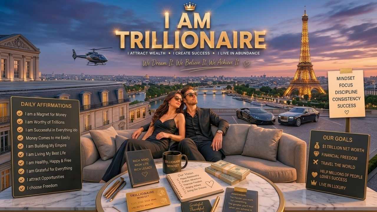I AM TRILLIONAIRE | Luxury Couple Vision Board for Wealth, Love & Success