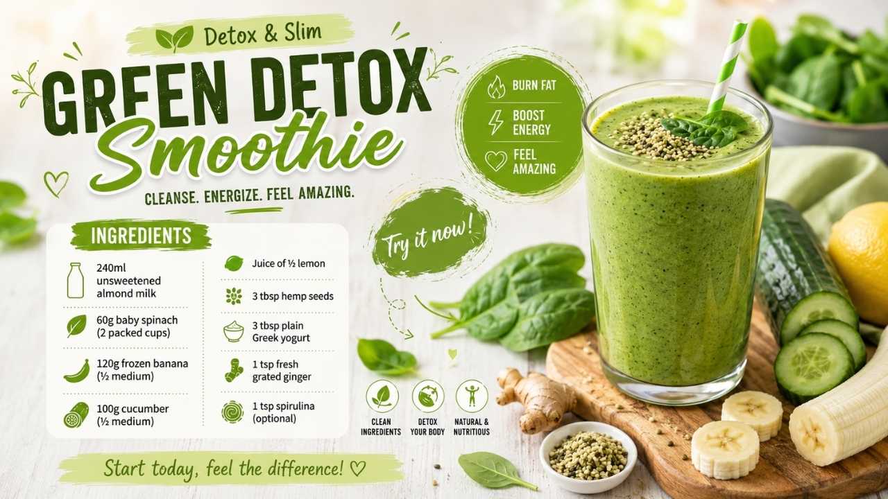 Ultimate Green Detox Smoothie Recipe | Weight Management, Natural Energy & Healthy Lifestyle Boost